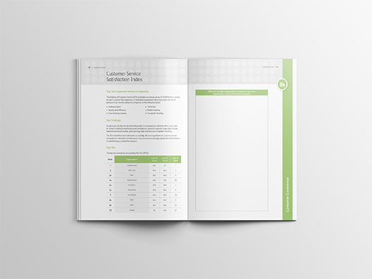 Image shows an inner page, double spread of the workbook for Training Central's customer service training content.