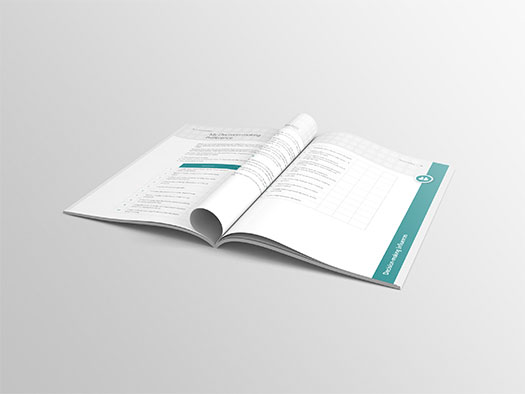 Image of an inner spread of Training Central's Decision Making training materials workbook.