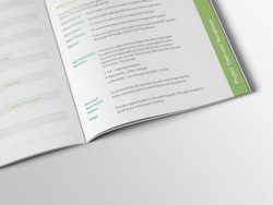 Image shows a close up of an inner page of the workbook for Training Central's performance management training content.