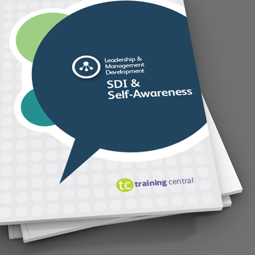 Image shows a close up of the cover of the workbook for Training Central's SDI and Self-awareness training materials.