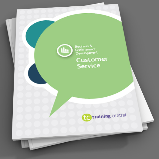 Image shows the cover page of the workbook for Training Central's customer service training materials.