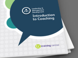 Image shows the cover of the workbook for Training Central's Introduction to Coaching training materials.