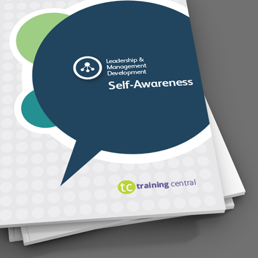 Image shows a close up picture of the cover of the workbook for Training Central's Self-Awareness training materials.