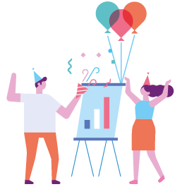 Illustration of happy trainers celebrating free training resources from Training Central