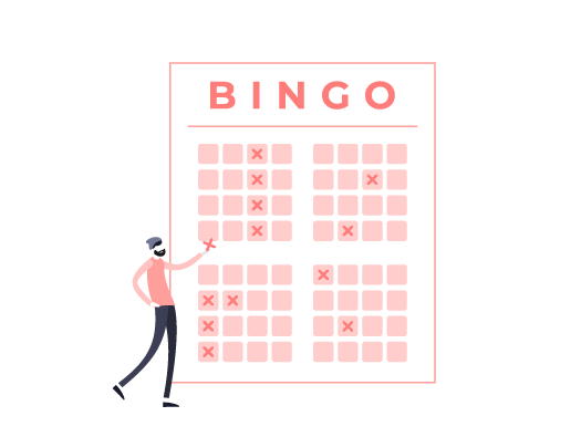 Image shows illustration of man playing bull bingo, catching out people using management-speak