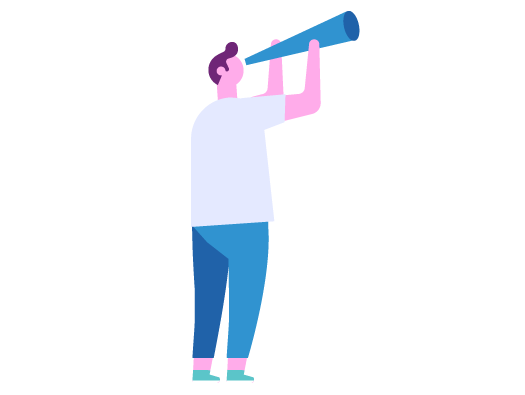 Image shows illustration of person seeing things through a telescope looking for different perspectives. Image represents the training game - I See it This Way