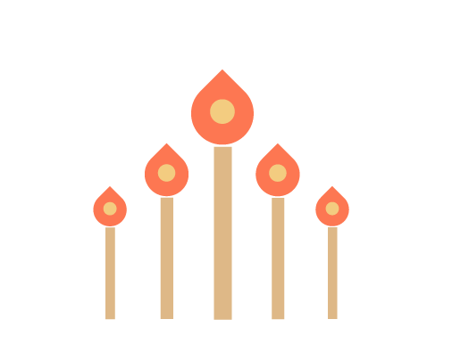 Image shows illustration of matches that are lit, depicting the Last March Logical Thinking Game